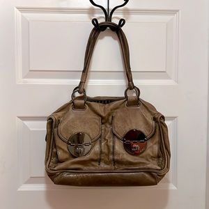 Mimco Leather Shoulder Bag Tan